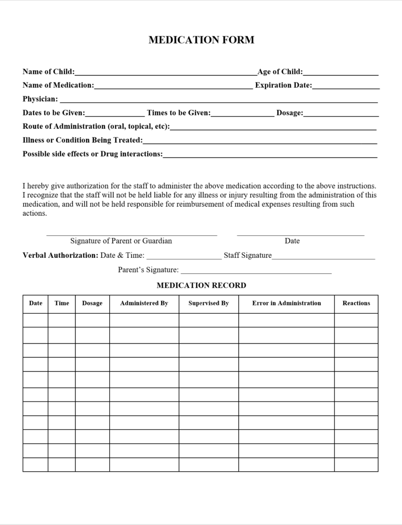 Psychotropic Medication Consent Form