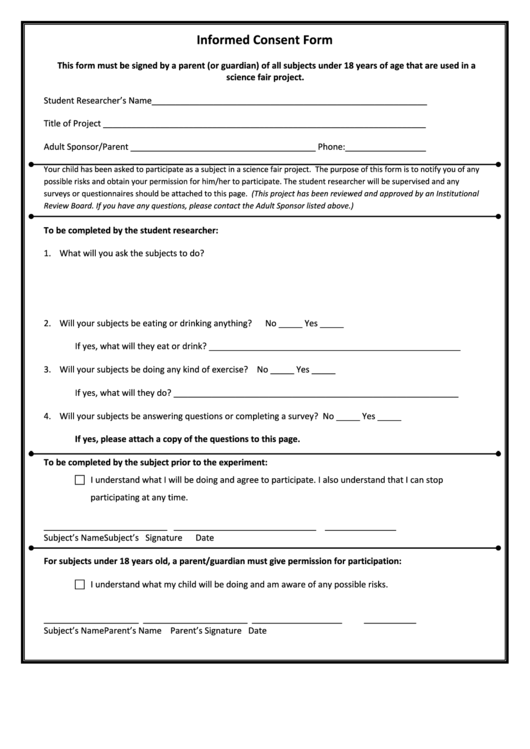 Your Informed Consent Form Must Describe