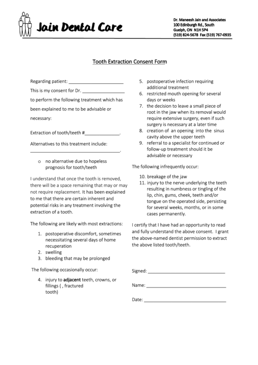 dental safari consent form