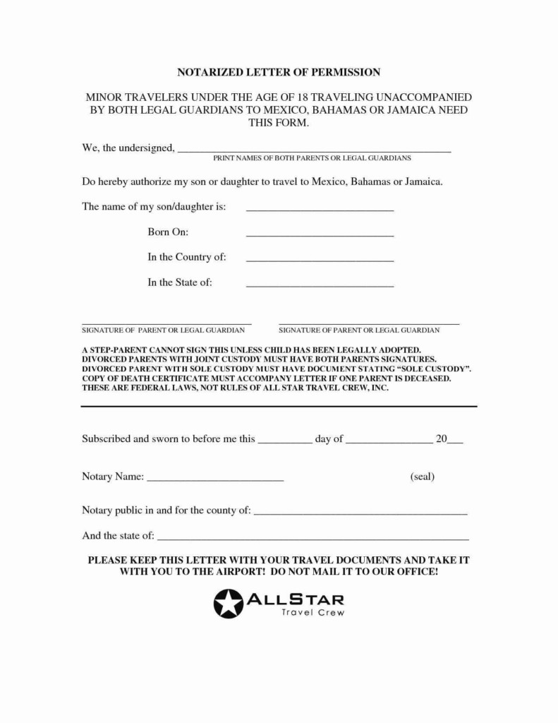 Does A Child Travel Consent Form Need To Be Notarized