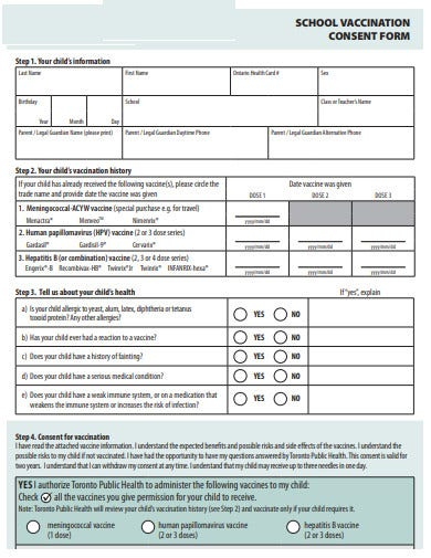 Consent For Vaccination Form