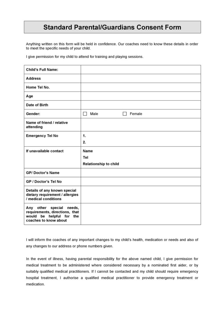 Free Parental Consent Form Template