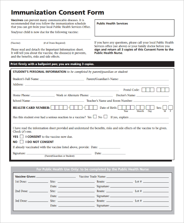 Walgreen's Vaccination Consent Form