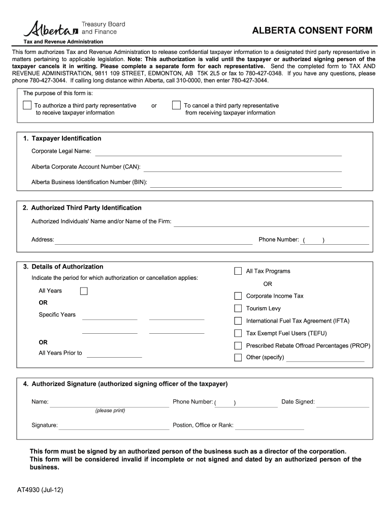 Alberta Abstract Consent Form