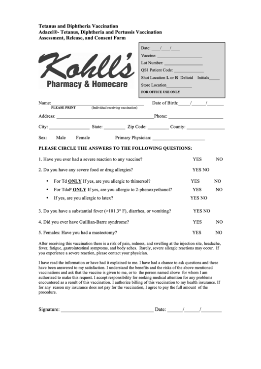 Tetanus Consent Form