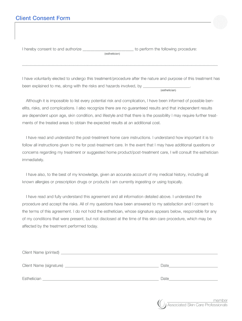 Associated Skin Care Professionals Consent Forms