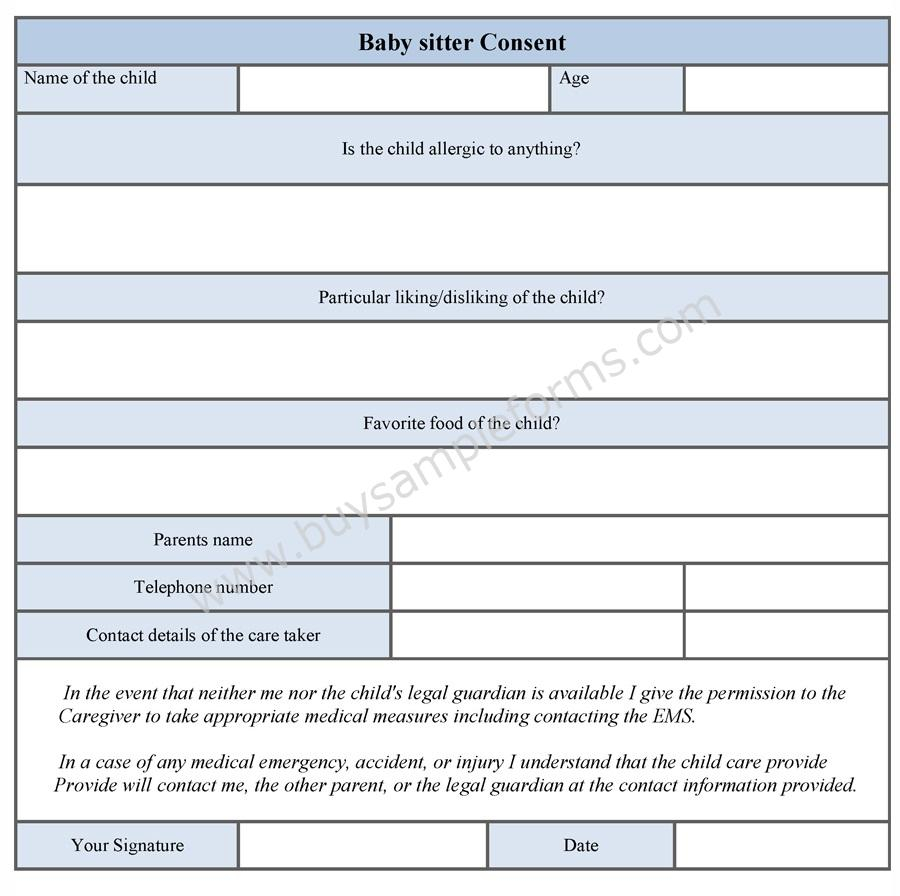 Consent To Treat Form For Babysitter