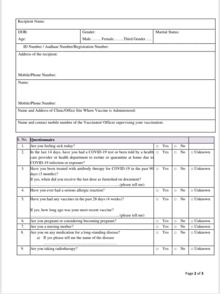 Covaxin Consent Form