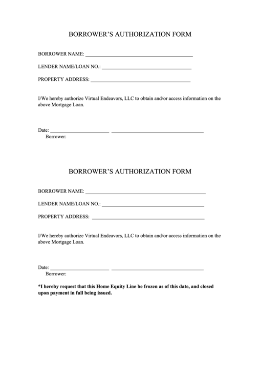 Borrowers Consent Form