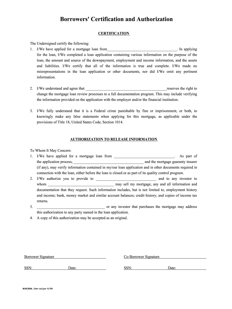 Borrowers Consent Form