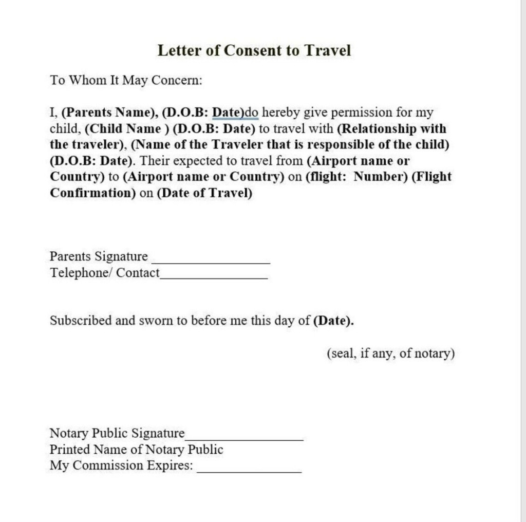 Does A Child Travel Consent Form Need To Be Notarized