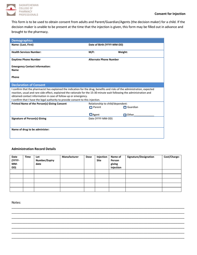 Prolia Injection Consent Form