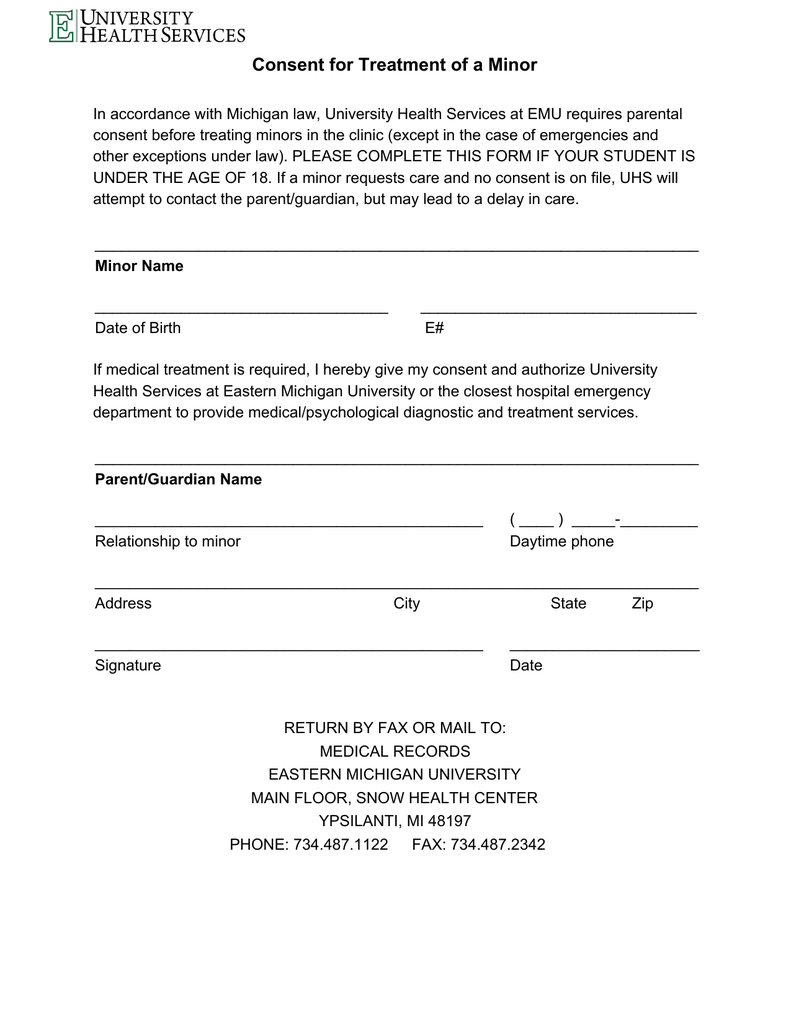 Counseling Consent Form For Minors