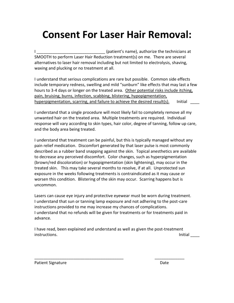 Laser Treatment Consent Form