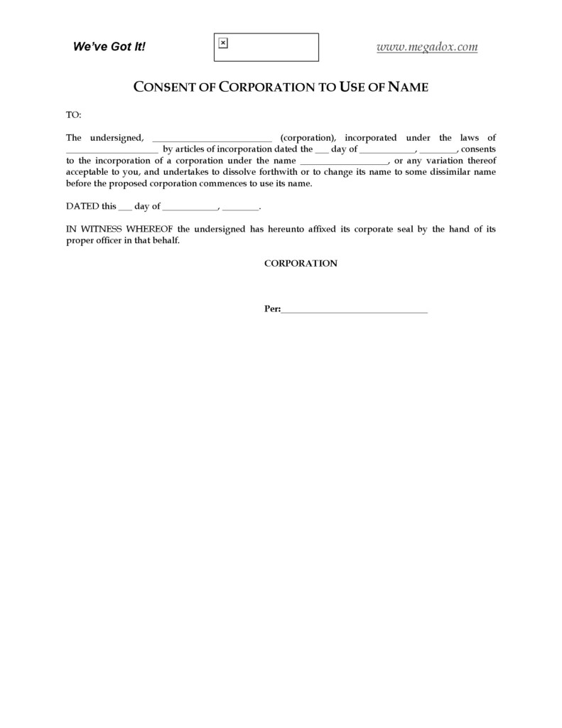 Corporate Consent Form