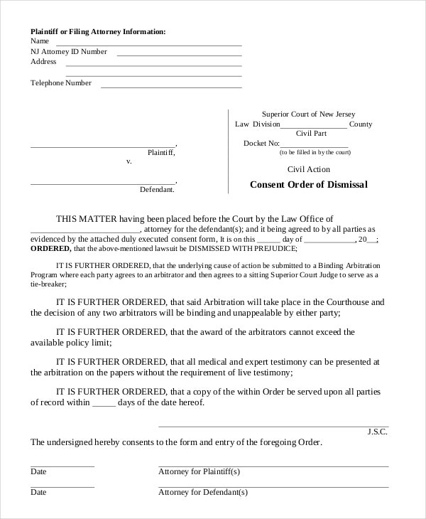 Consent Order Form Family Court Nj