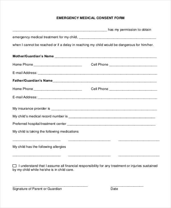 Consent To Share Medical Information With Family Member Form