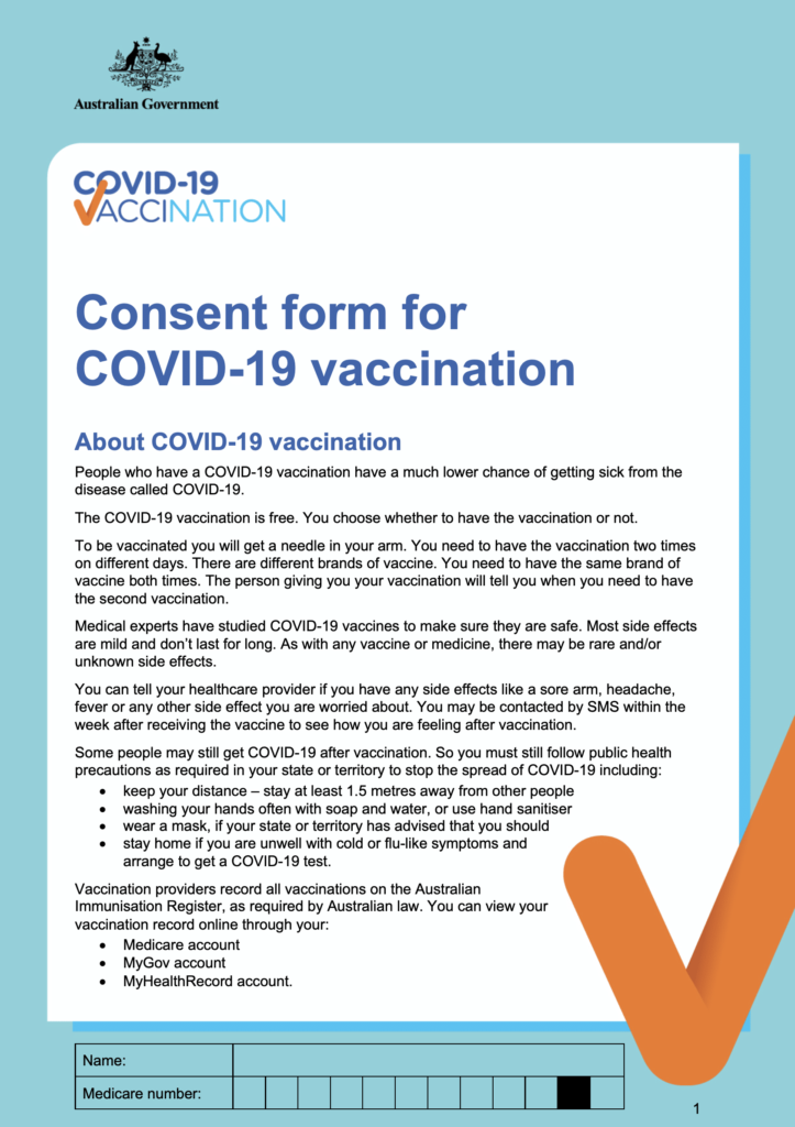 Vaccination Consent Form Australia