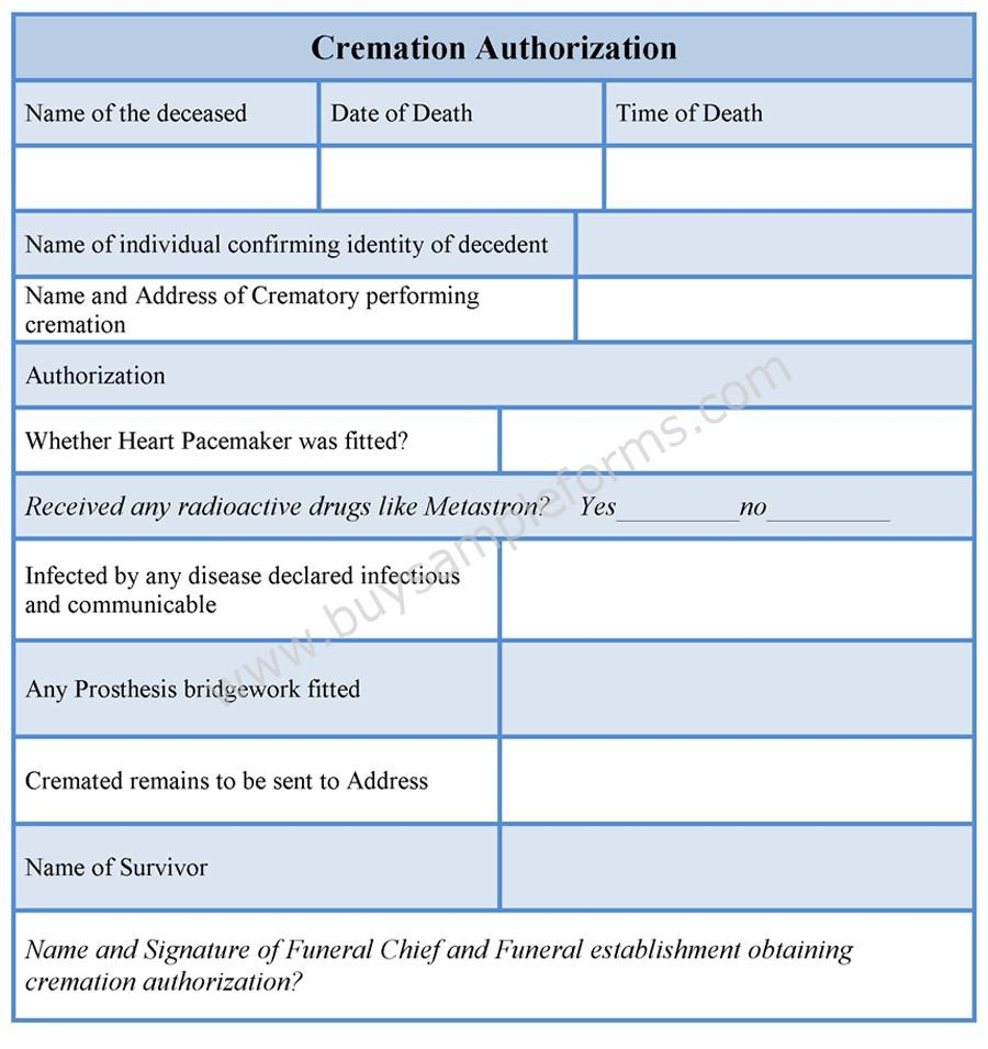 Cremation Consent Form