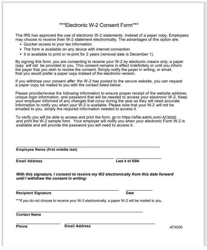 Electronic W2 Consent Form