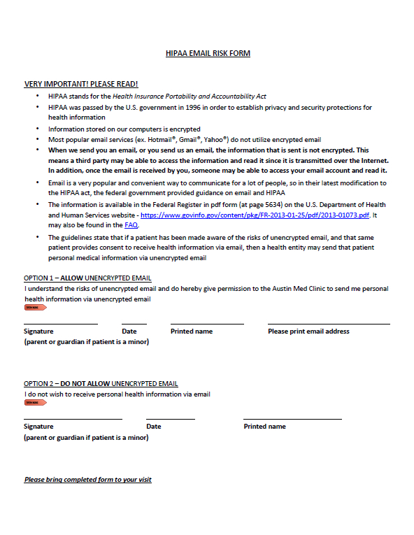Hipaa Email And Text Consent Form
