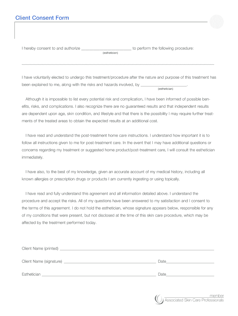 Esthetics Consent Form