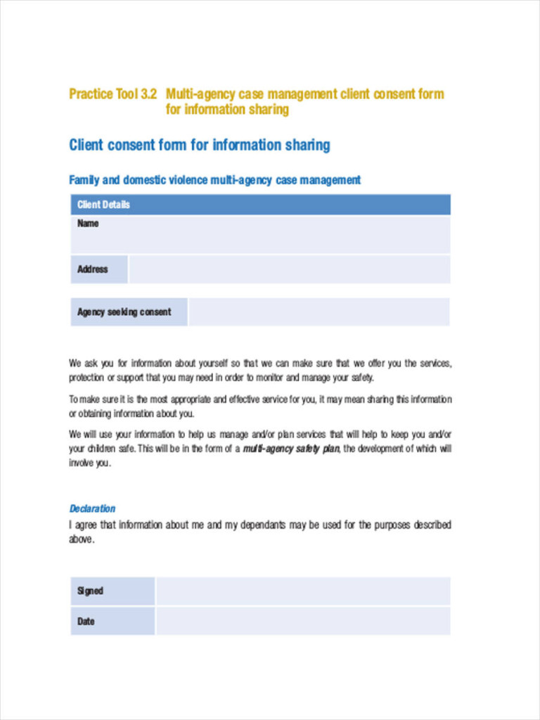 Consent To Share Information Form Template