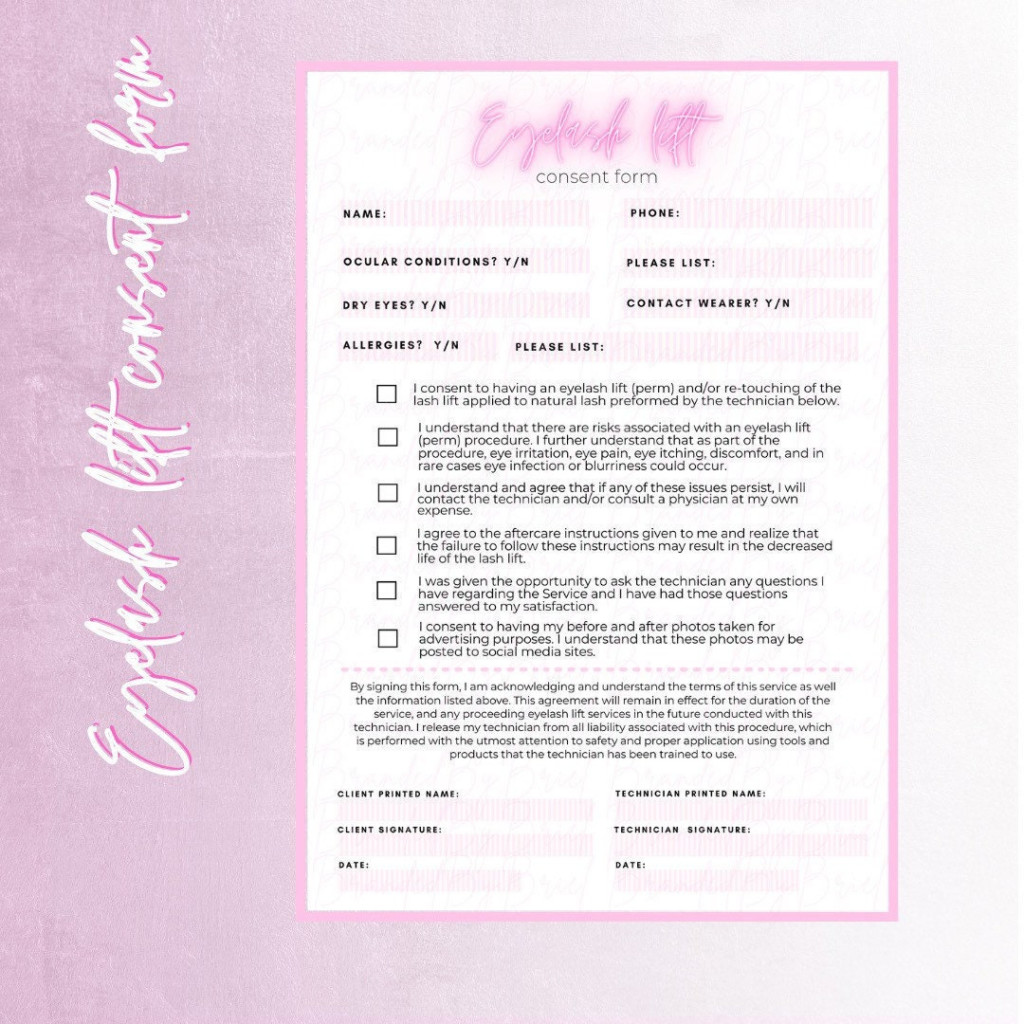 Eyelash Lift Consent Form