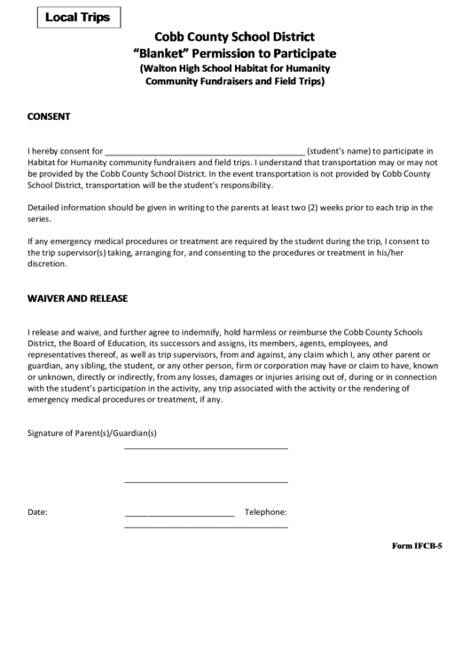 Blanket Consent Form