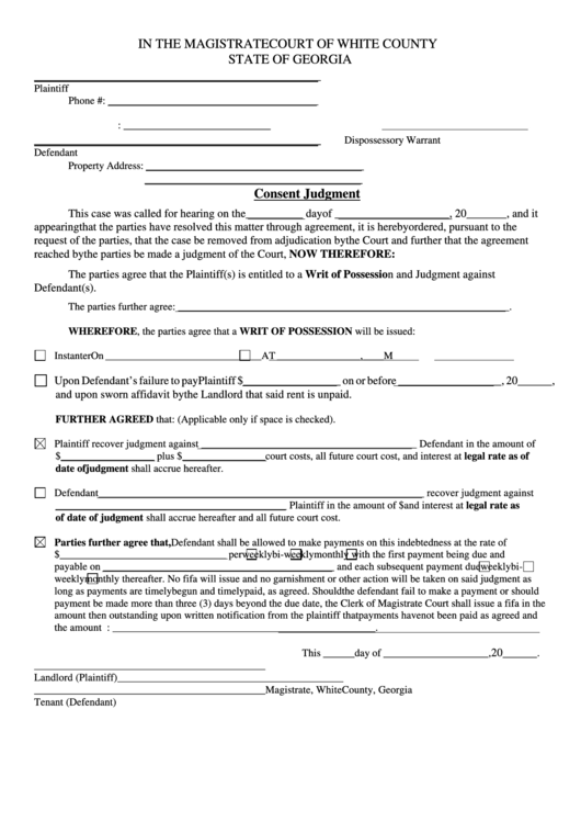 Consent Judgement Form