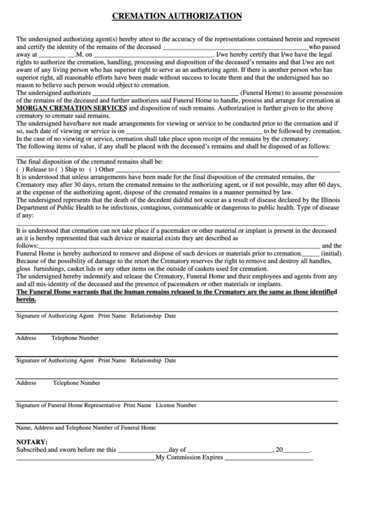 Cremation Consent Form