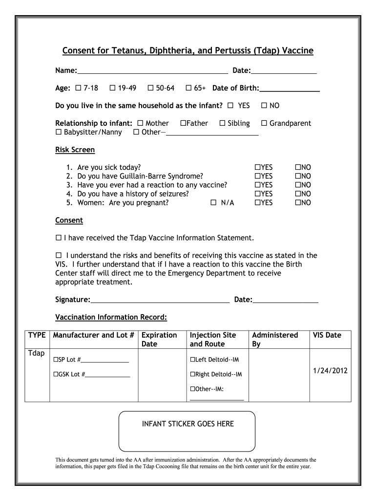 Tetanus Consent Form