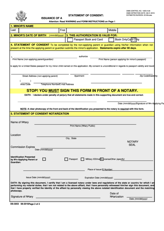 Us Passport Minor Consent Form