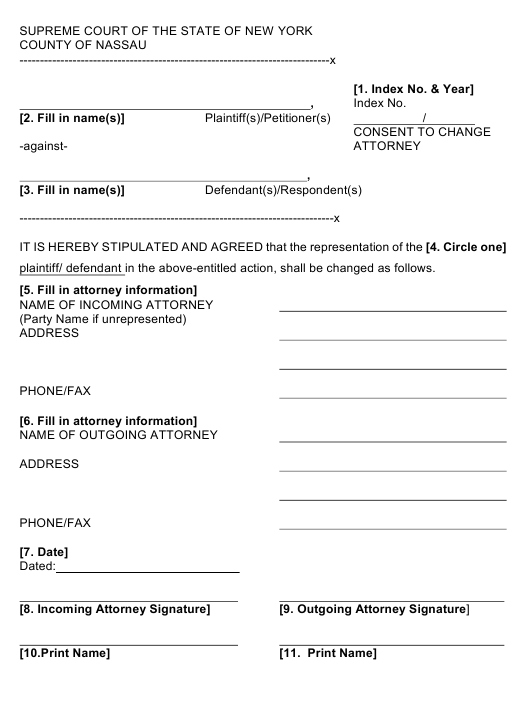 Consent To Change Attorney Form New York