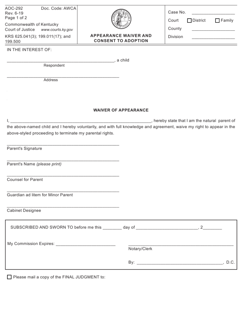 Appearance Waiver And Consent Form