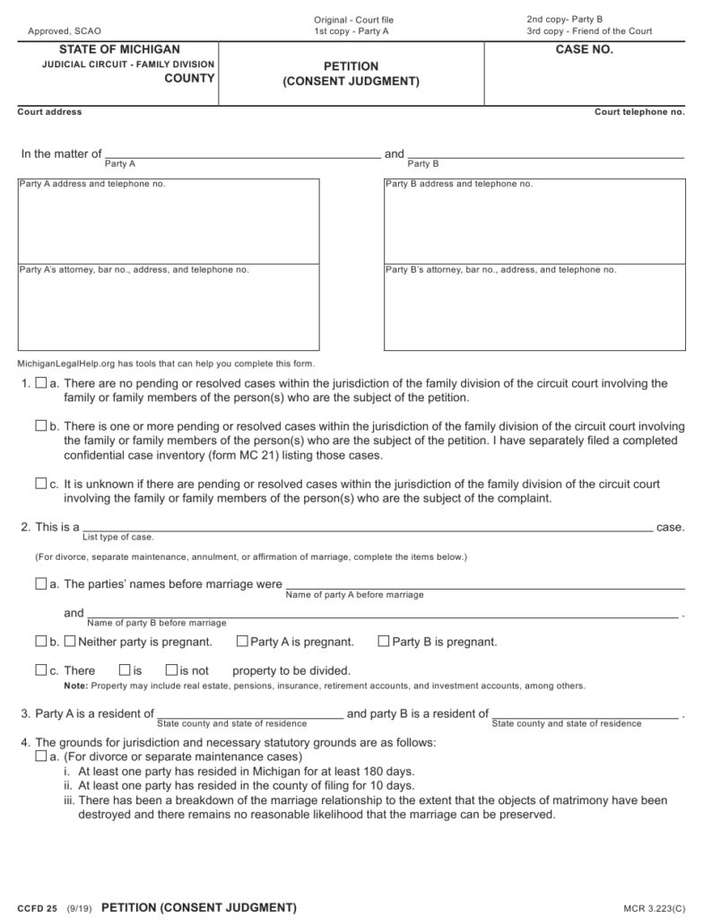 Consent Judgement Form