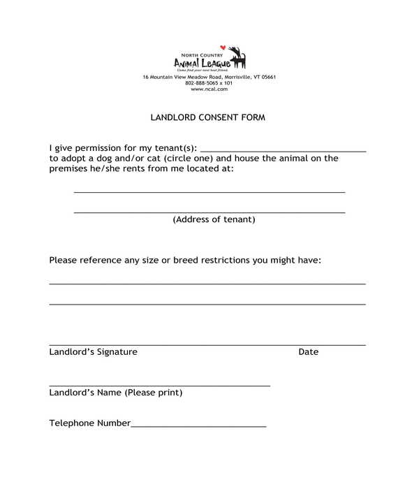 Landlord Pet Consent Form