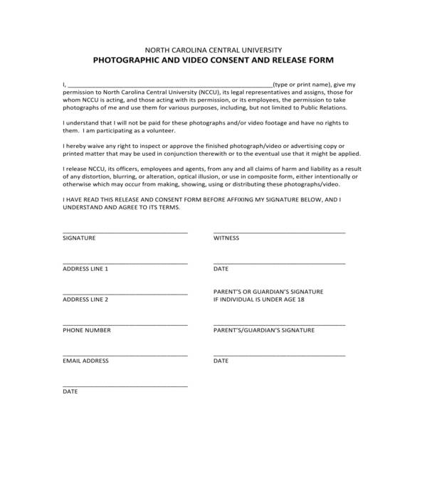 Photo Video Release Consent Form