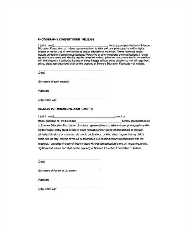 Photo Consent And Release Form