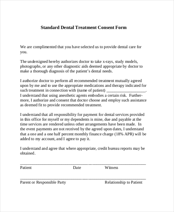 Dental Filling Consent Form