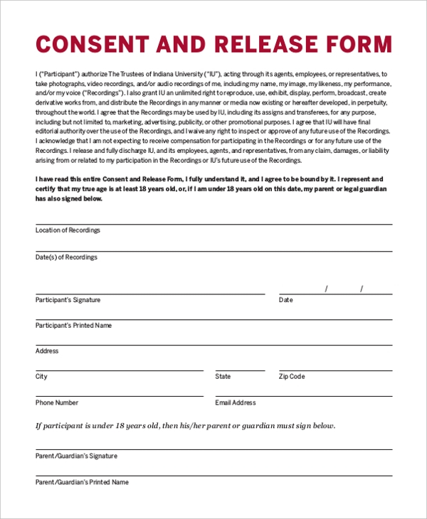 Consent To Publish Release Form
