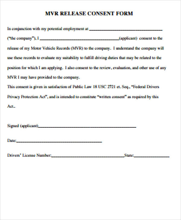 Mvr Release Consent Form