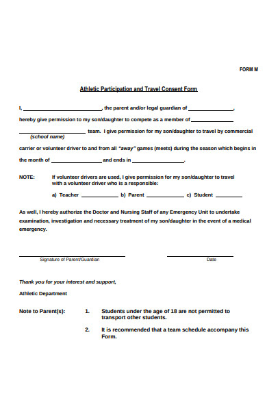 Athletic Consent Form