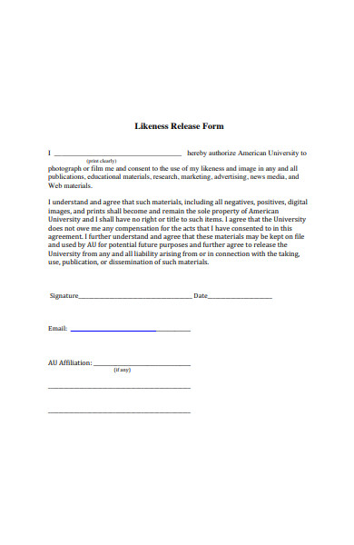 Consent To Use Likeness Form
