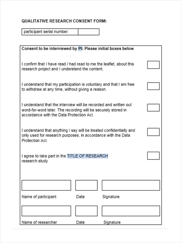 Example Of Informed Consent Form For Qualitative Research