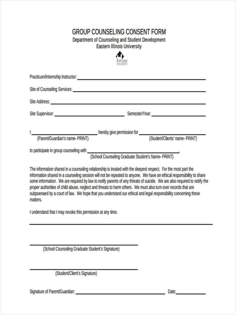 Counseling Consent Form For Students
