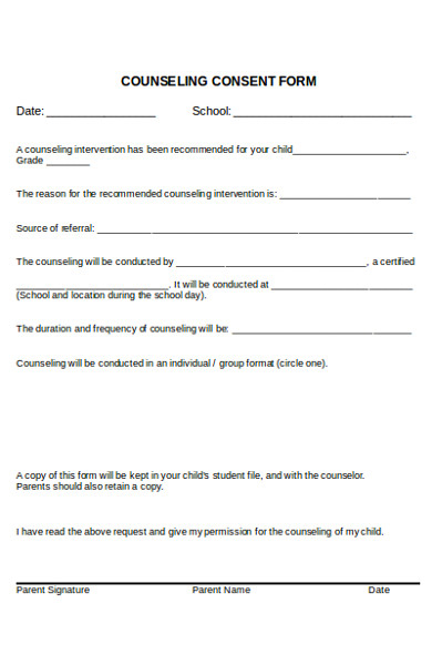 Consent For Counseling Forms