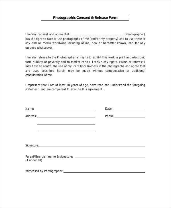 Consent Form For Photo Release