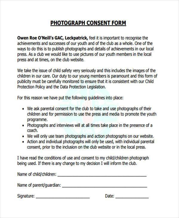 Consent Form For Taking Photos