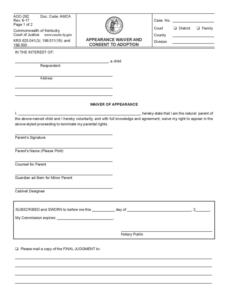 Appearance Waiver And Consent Form